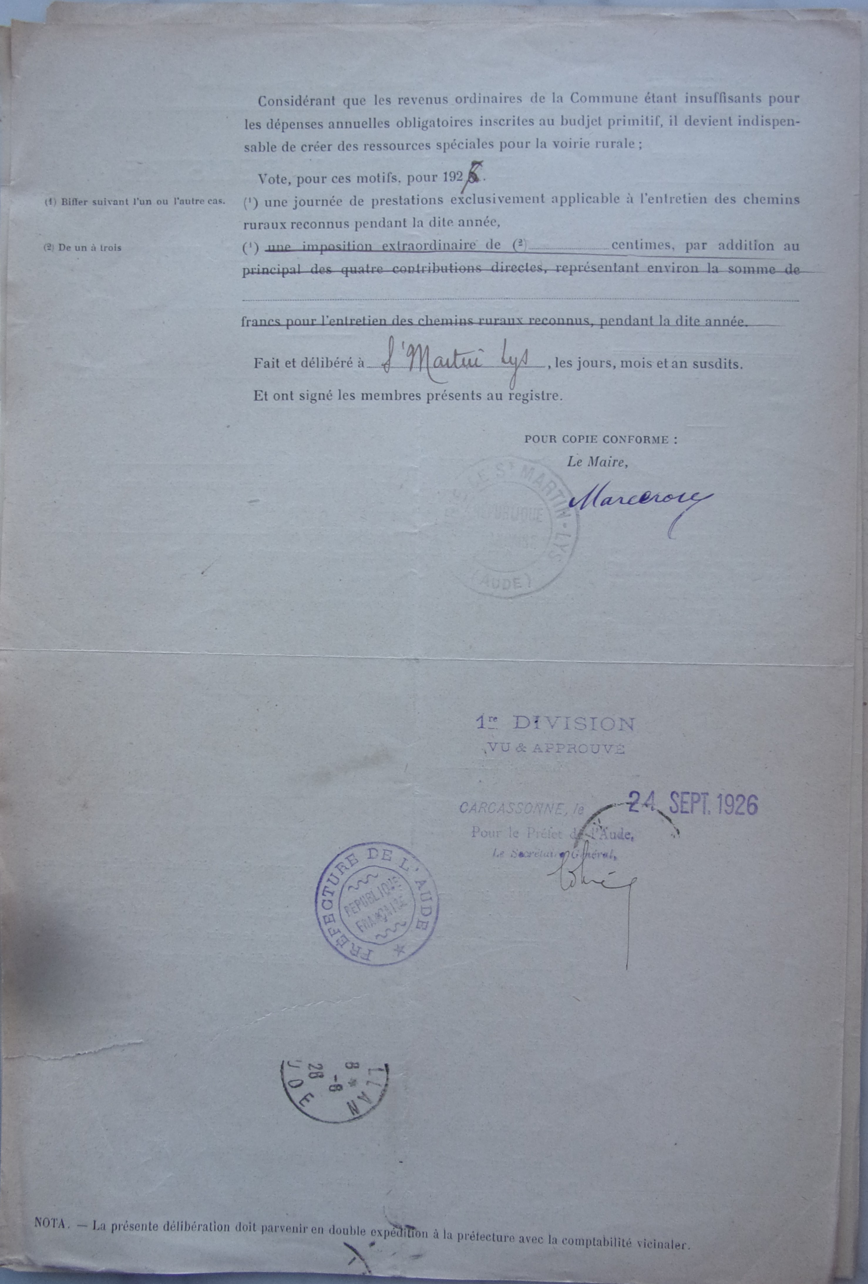 19260518 délibération conseil Taxe pour chemin vicinaux P2 100_9070
