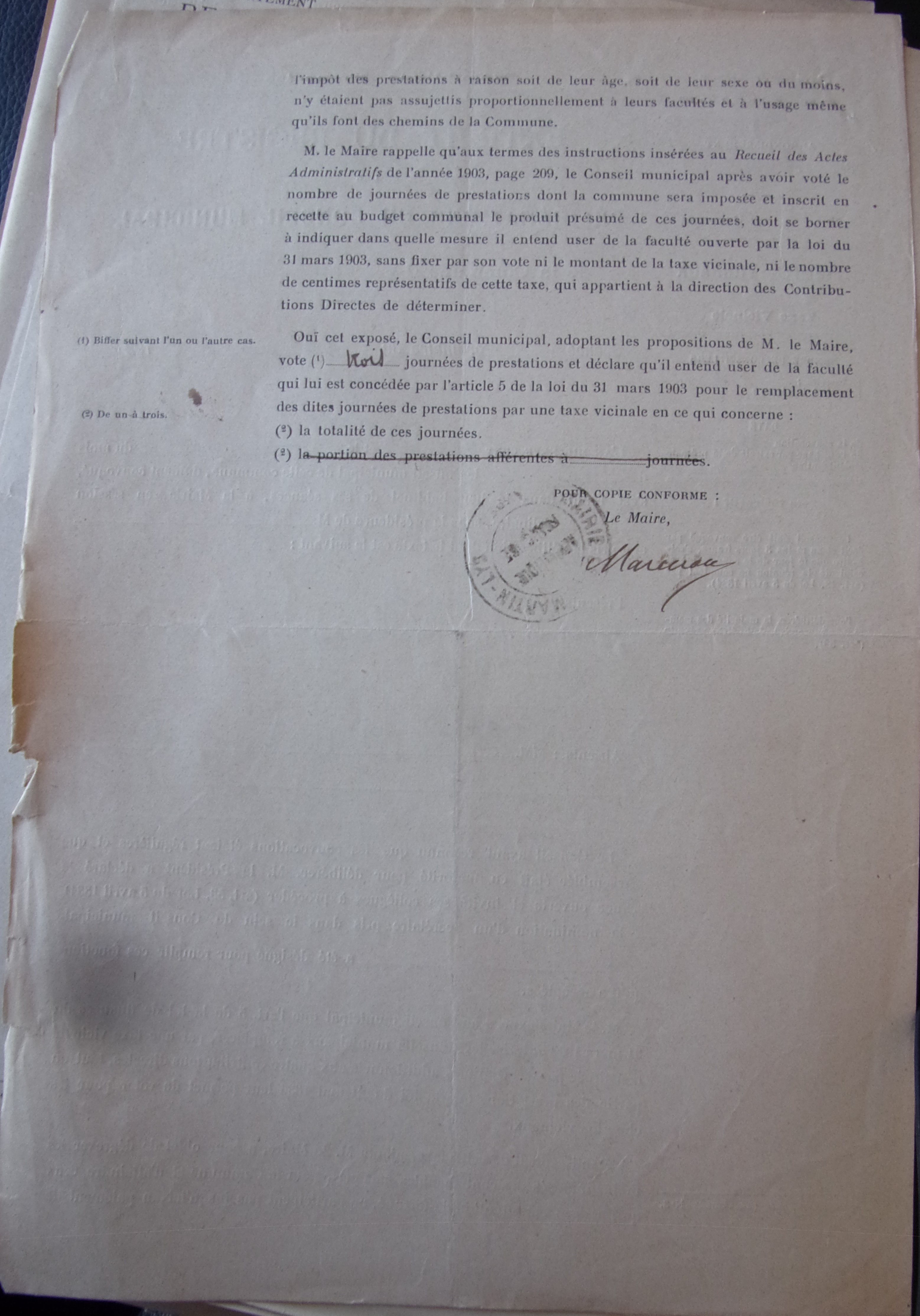 19270530 délibération conseil Taxe pour chemin vicinaux P2 100_9060