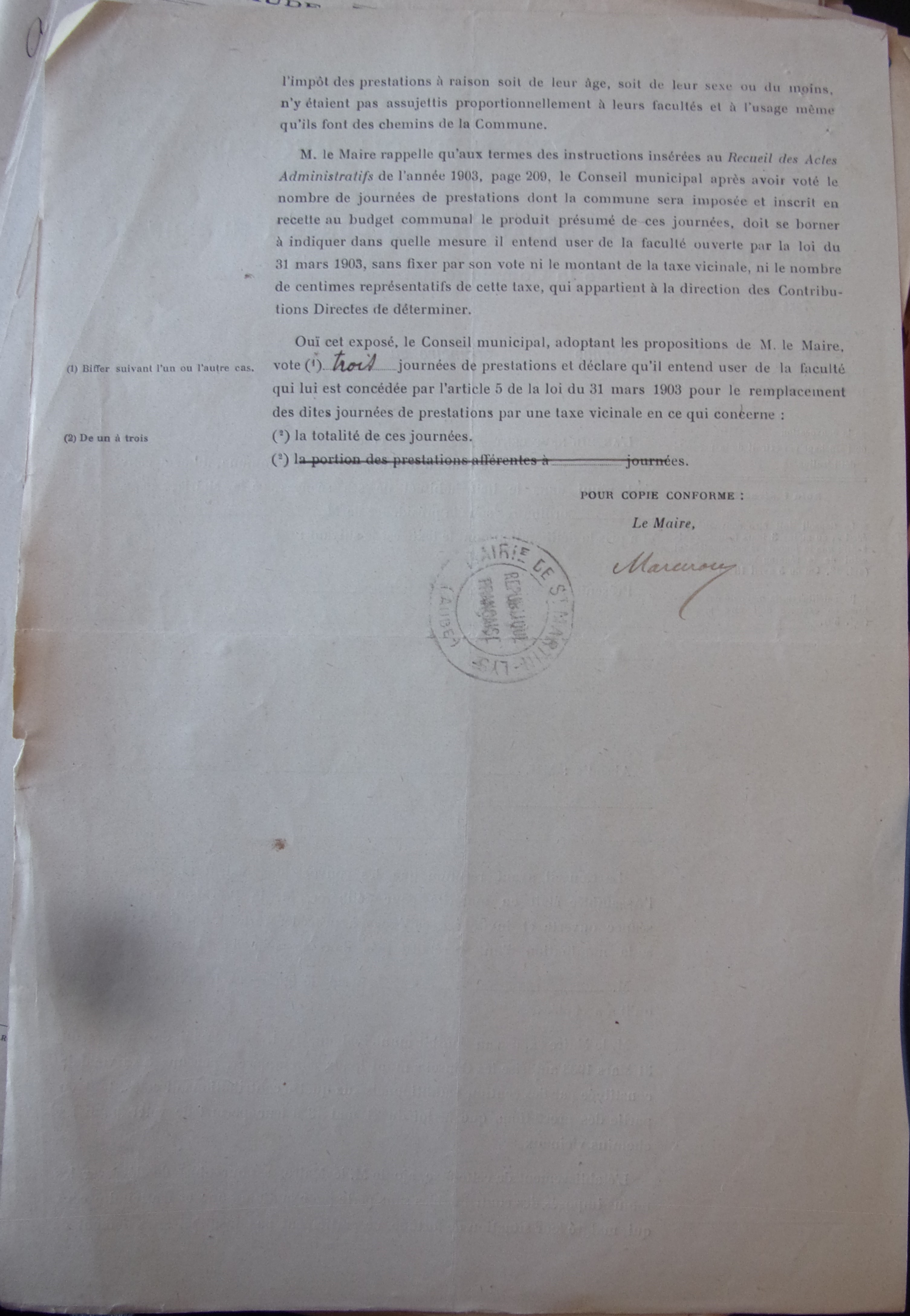19280520 délibération conseil Taxe pour chemin vicinaux P2 100_9058