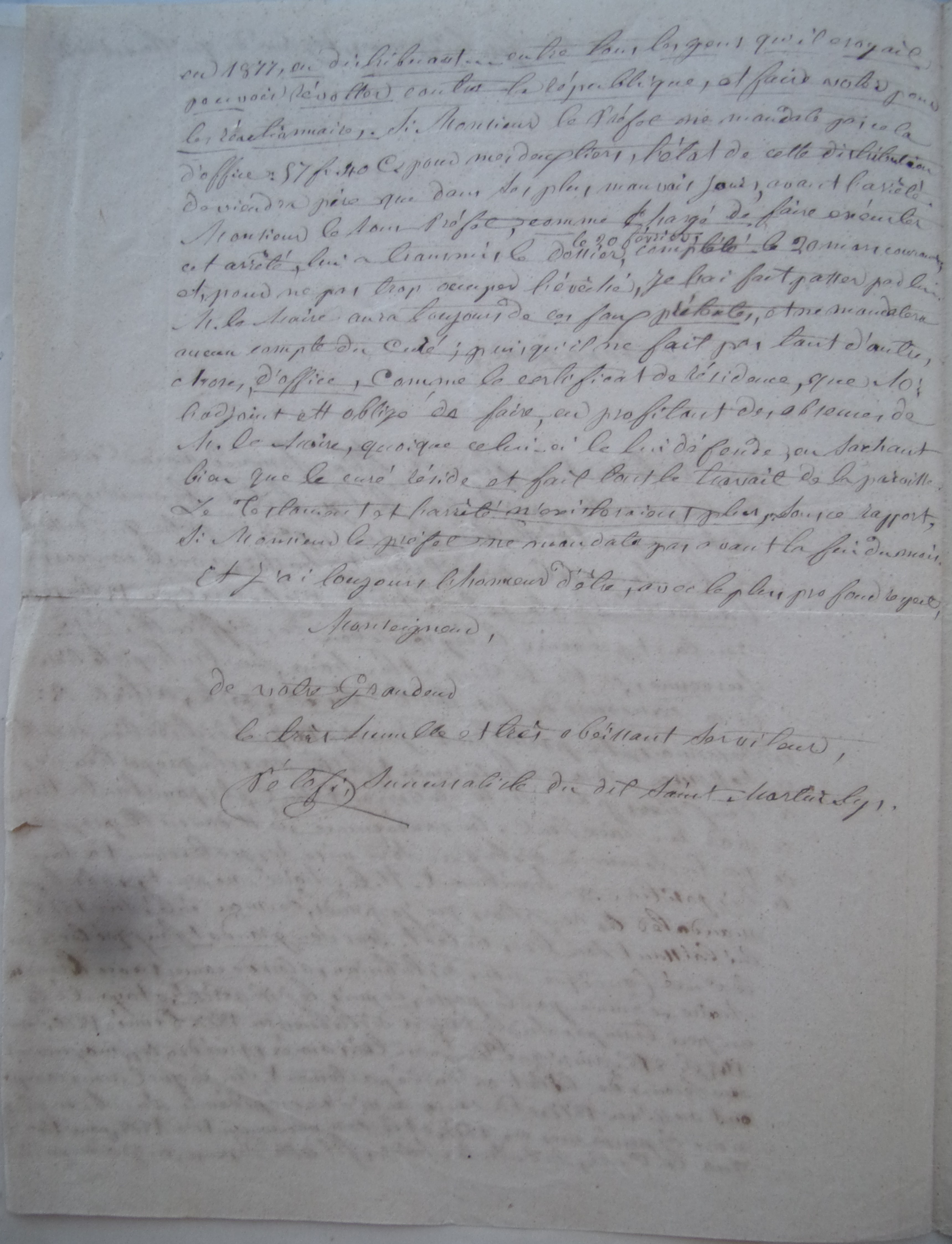 27 mars 1879 - Lettre de plainte de l'abbé Pelofy à son évêque pour se plaindre des abus du maire p2