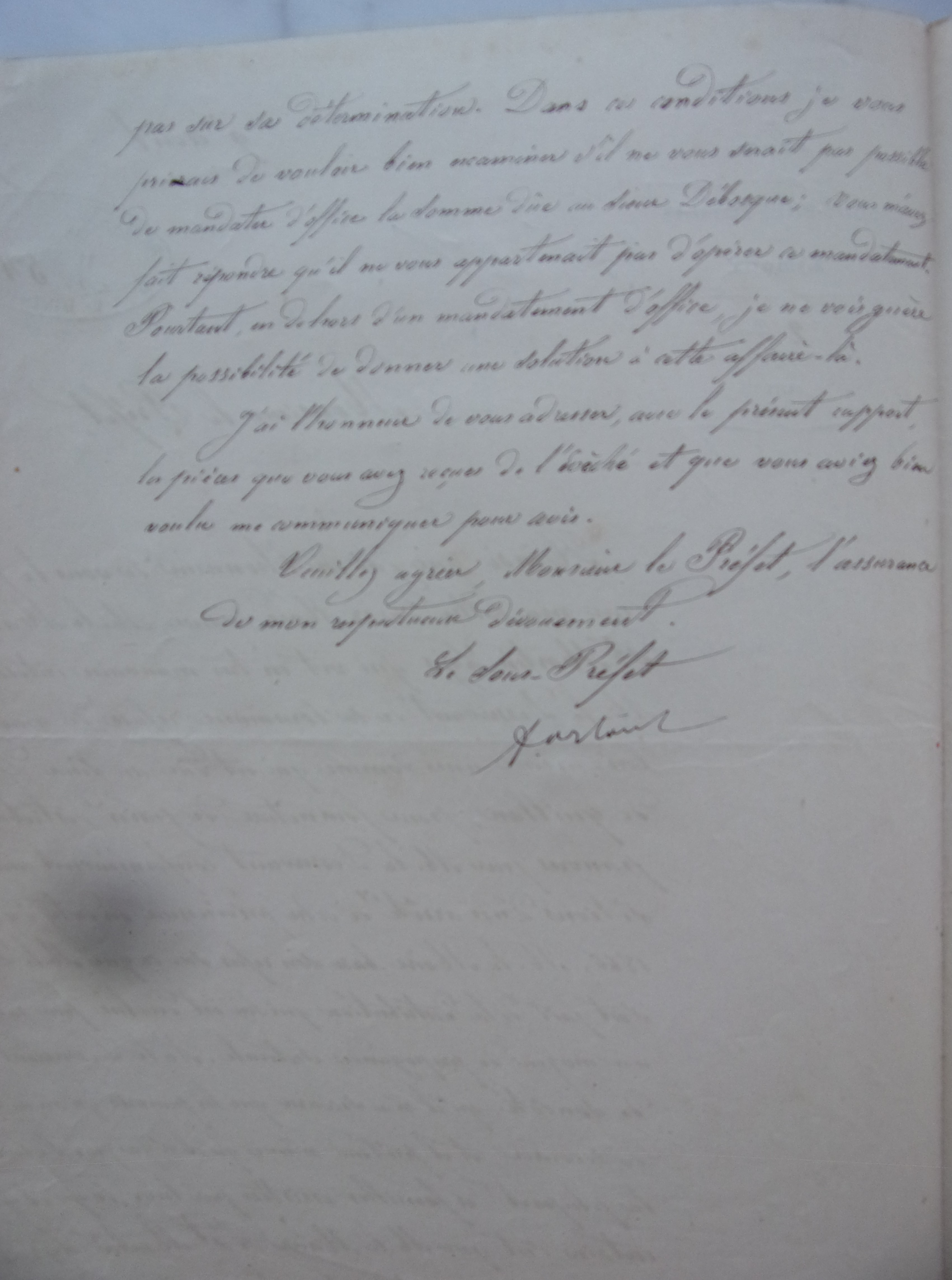 09 avril 1879 - Réponse du Sous-préfet au Préfet demandant le mandatement d'office des sommes dûes au boulanger de Quillan p2