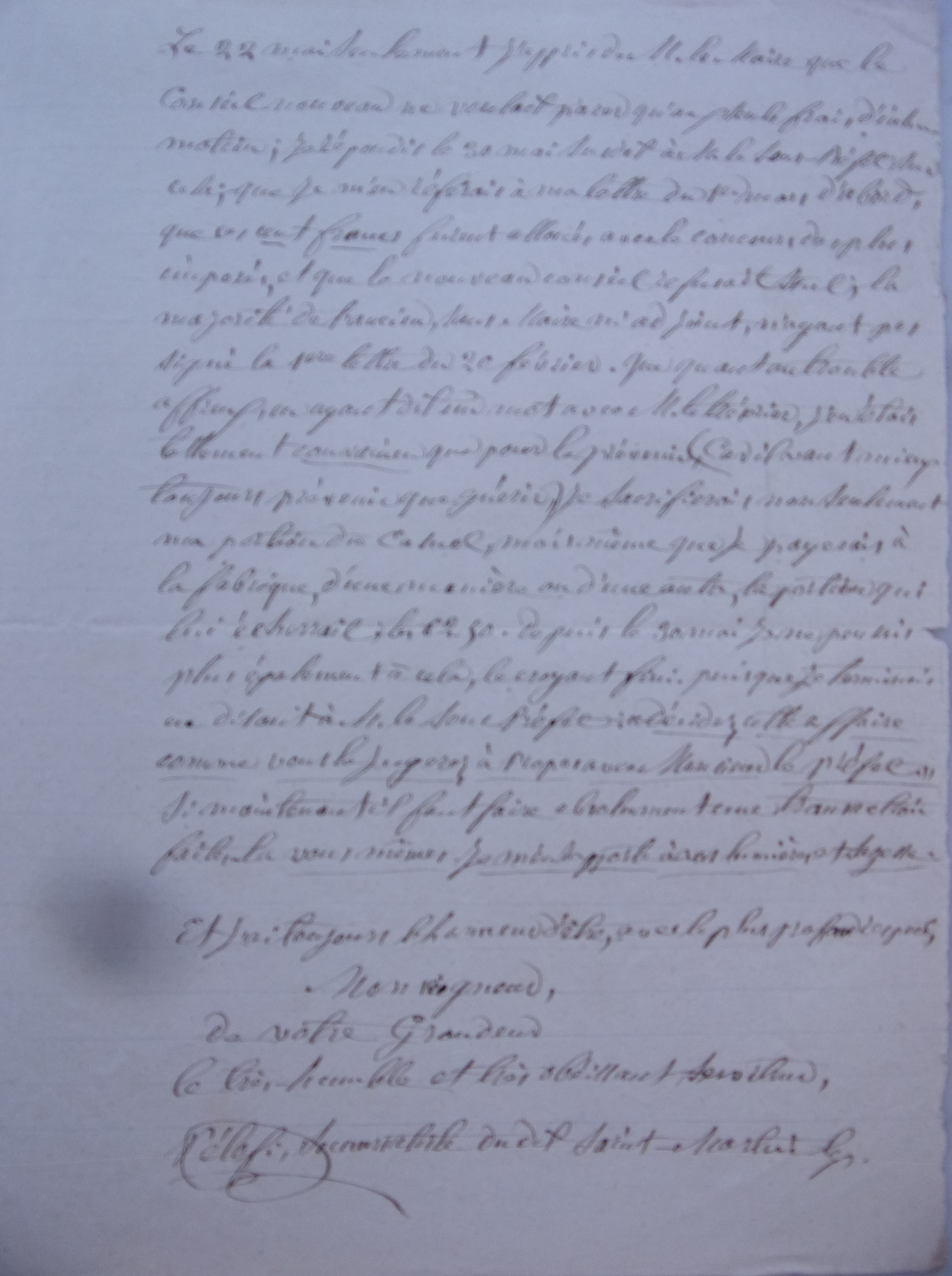 11 août 1881 - Lettre du curé à l'évêque pour justifier son refus de payer ces 66 francs p3
