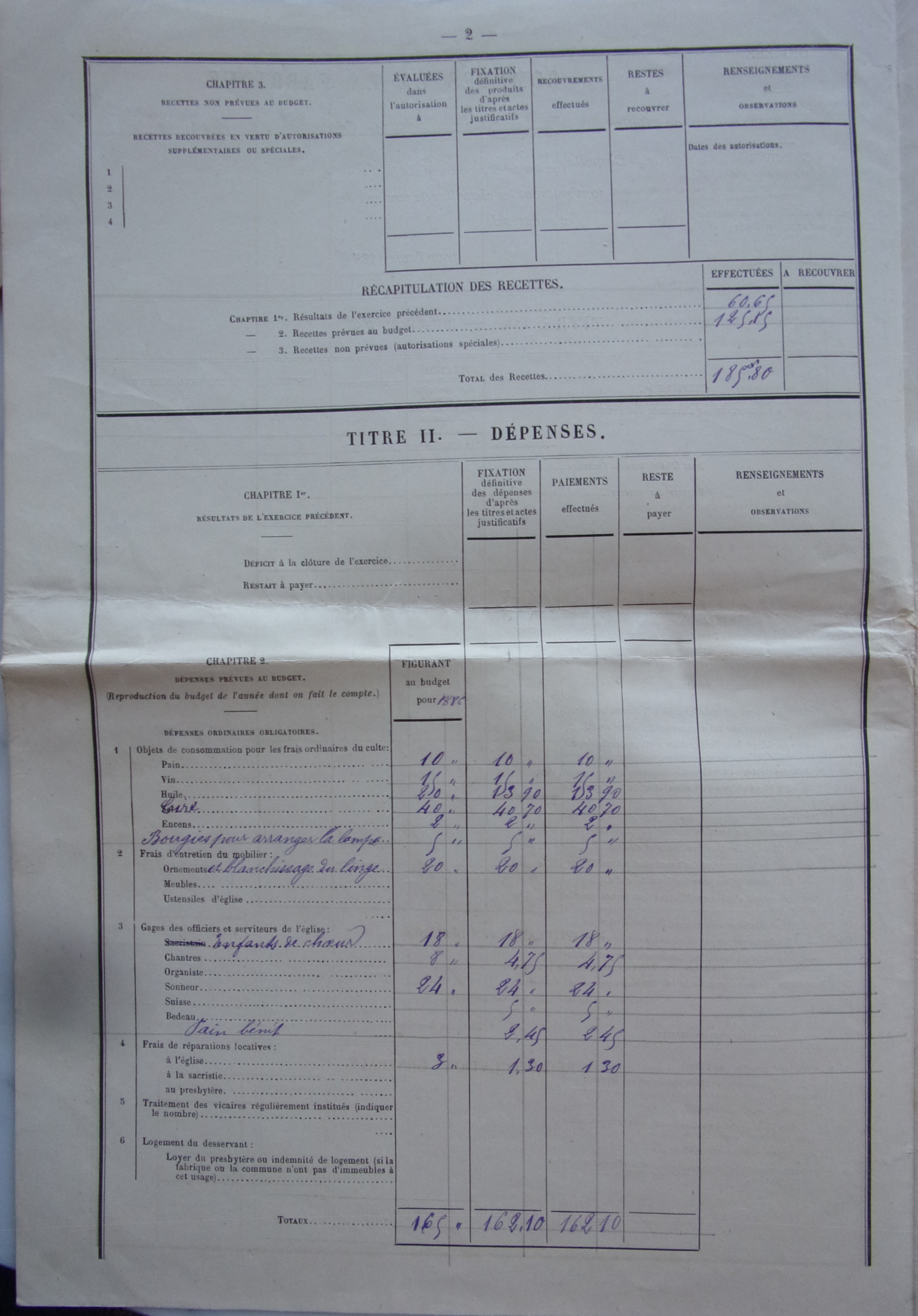 17 avril 1887 - Comptes de 1886 de la fabrique de l'église de Saint Martin p2