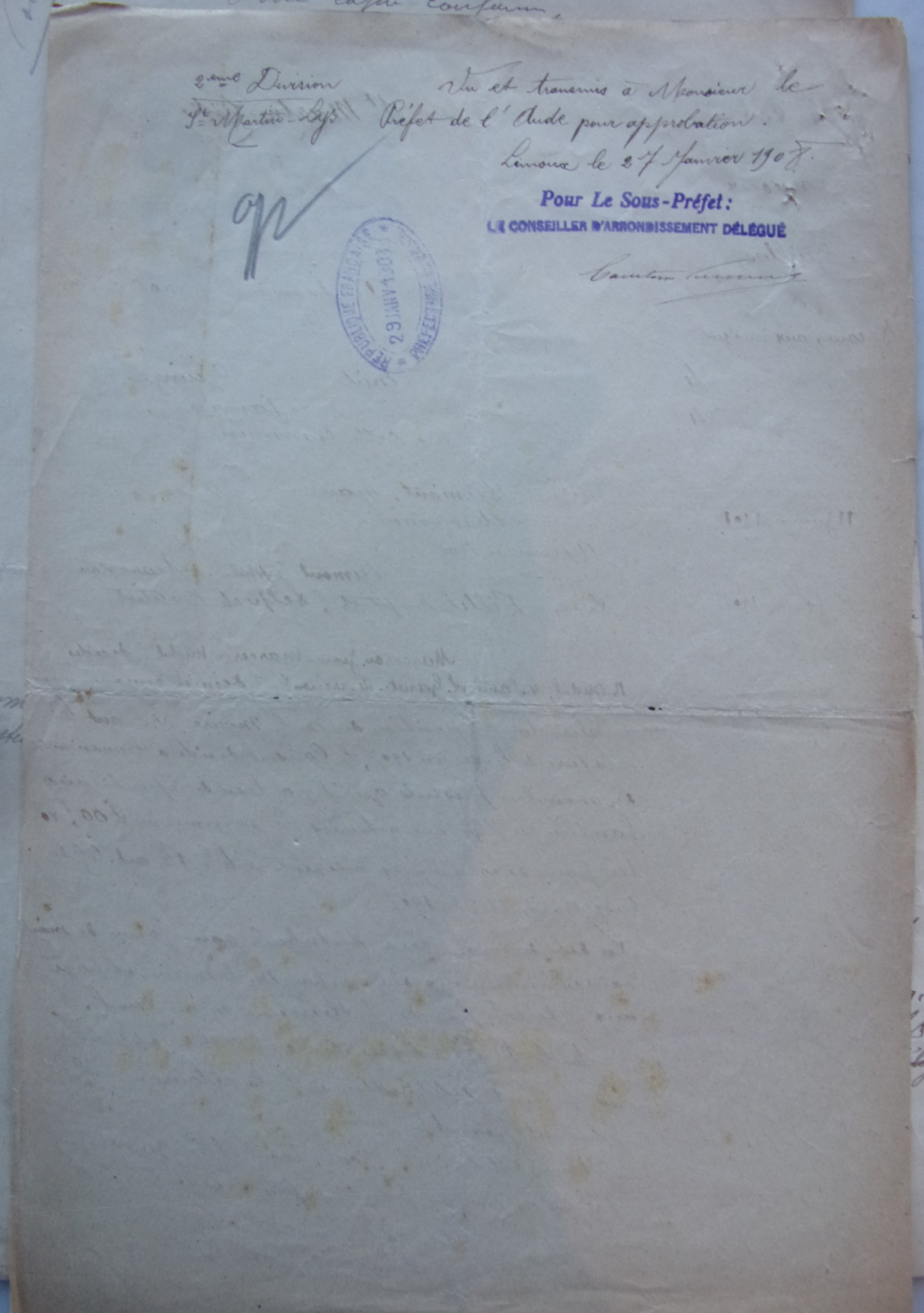15 janvier 1908 - Délibération du conseil municipal - Secours aux indigents p2