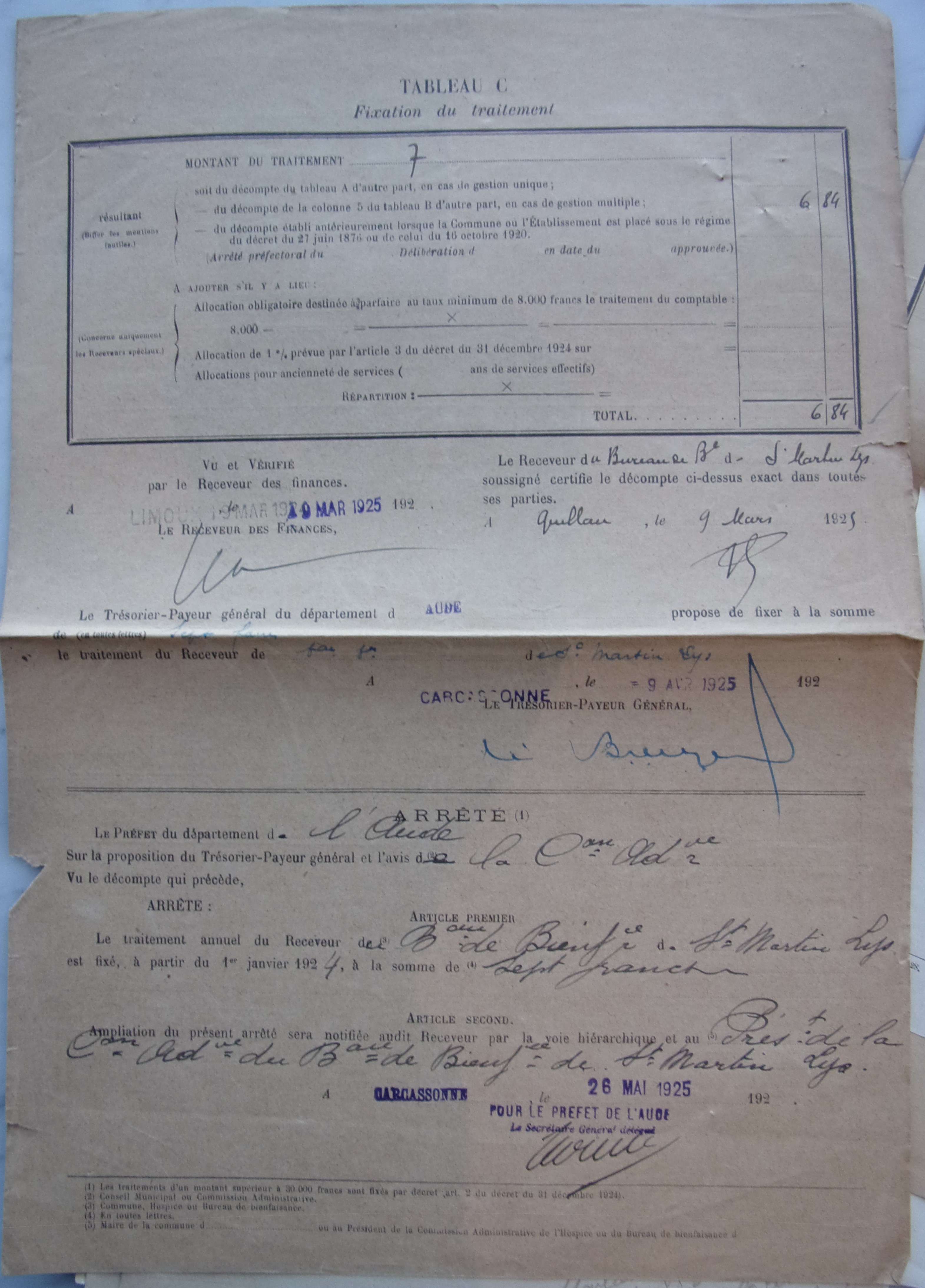 19 mars 1925 - Bureau de bienfaisance - décompte p2