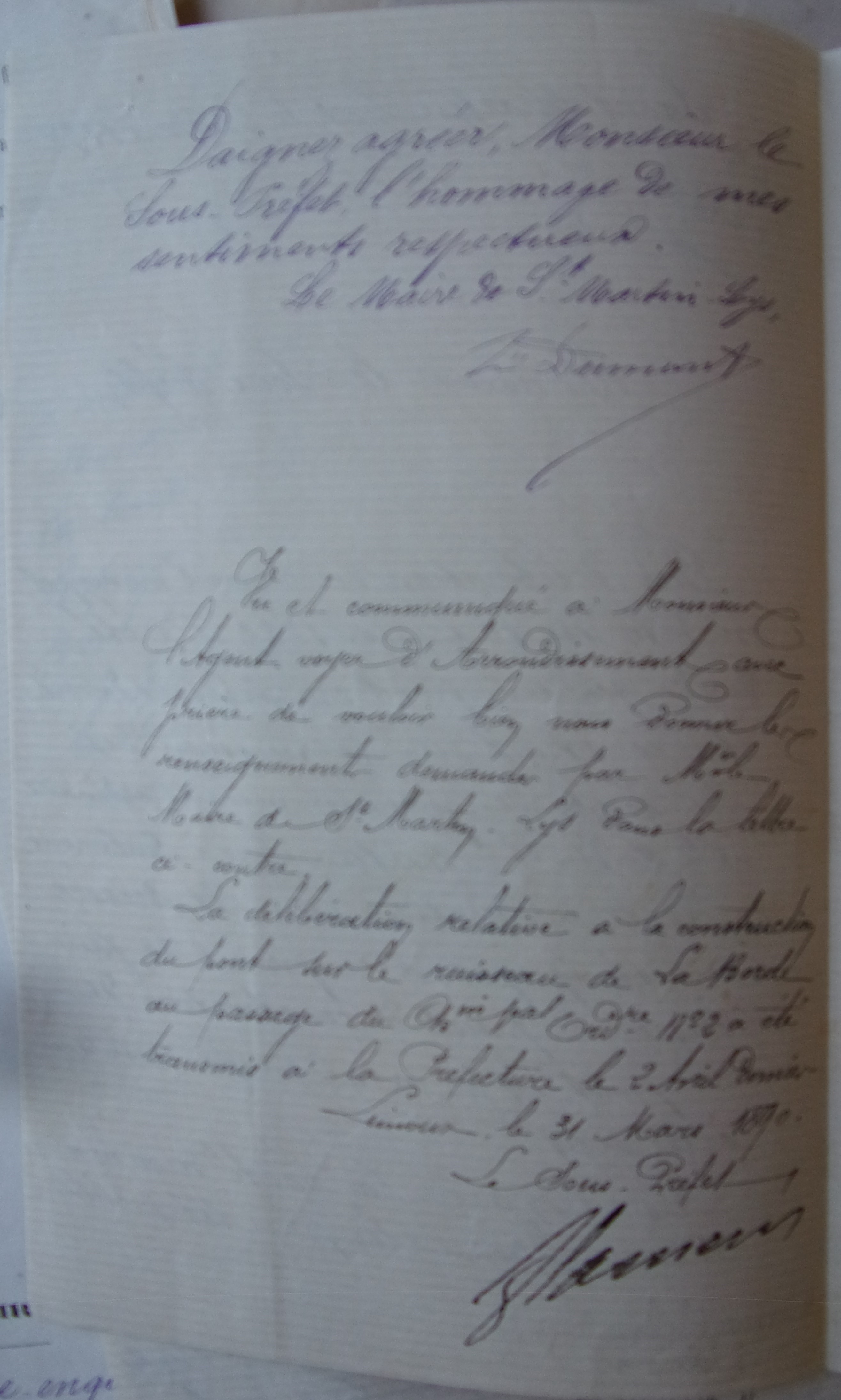 18900330 Maire à sous préfet Chemin Vicinal 2 Pont sur ruisseau de La borde p2 100_9488