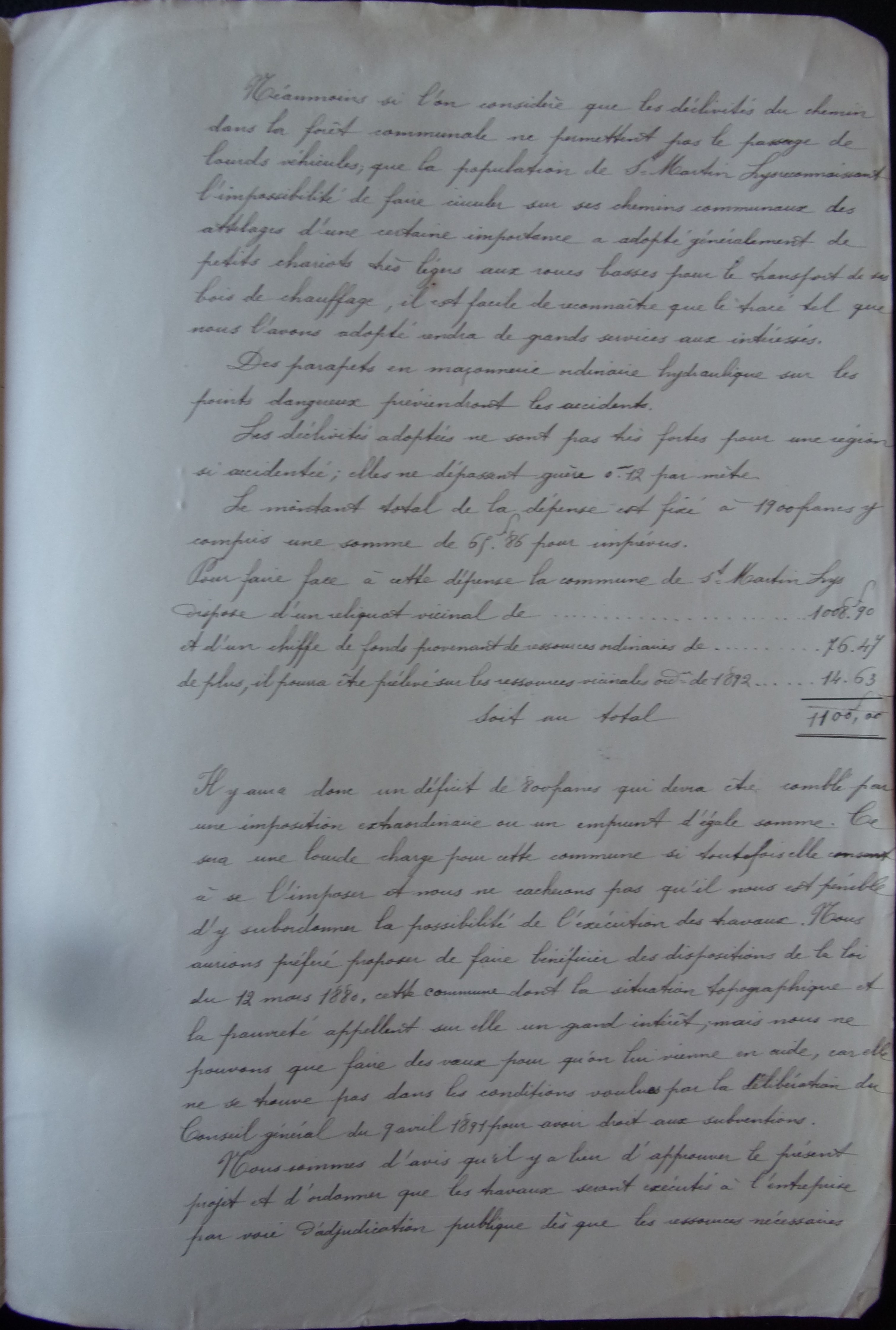 18920226 Rapport à l'appui du projet Avis agent voyer cantonal Construction du pont sur le Ruisseau de La Borde p3 100_9505