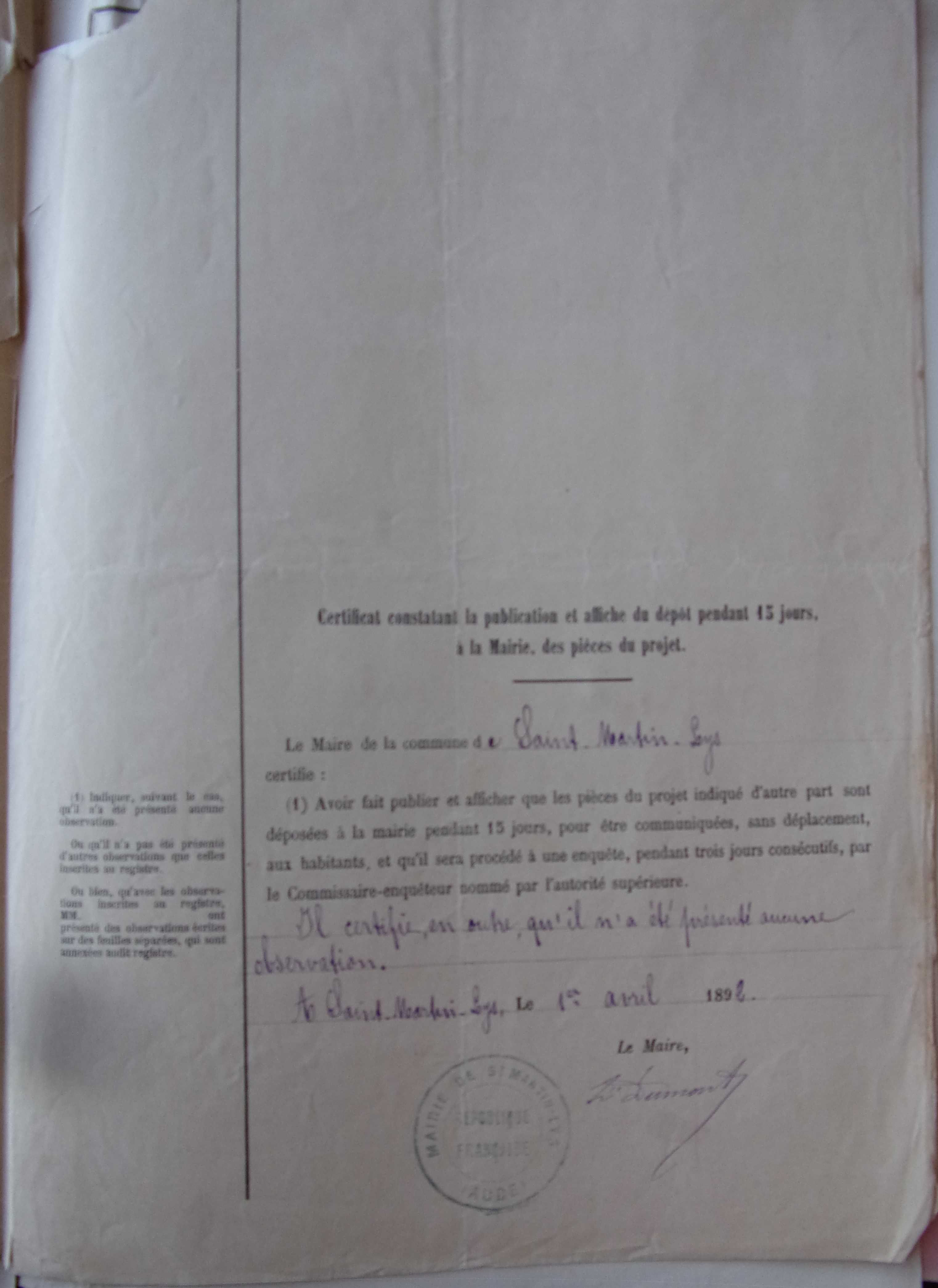 18920307 Enquête Chemins Vicinaux Ordinaire 2 Pont sur ruisseau de La borde p3 100_9476