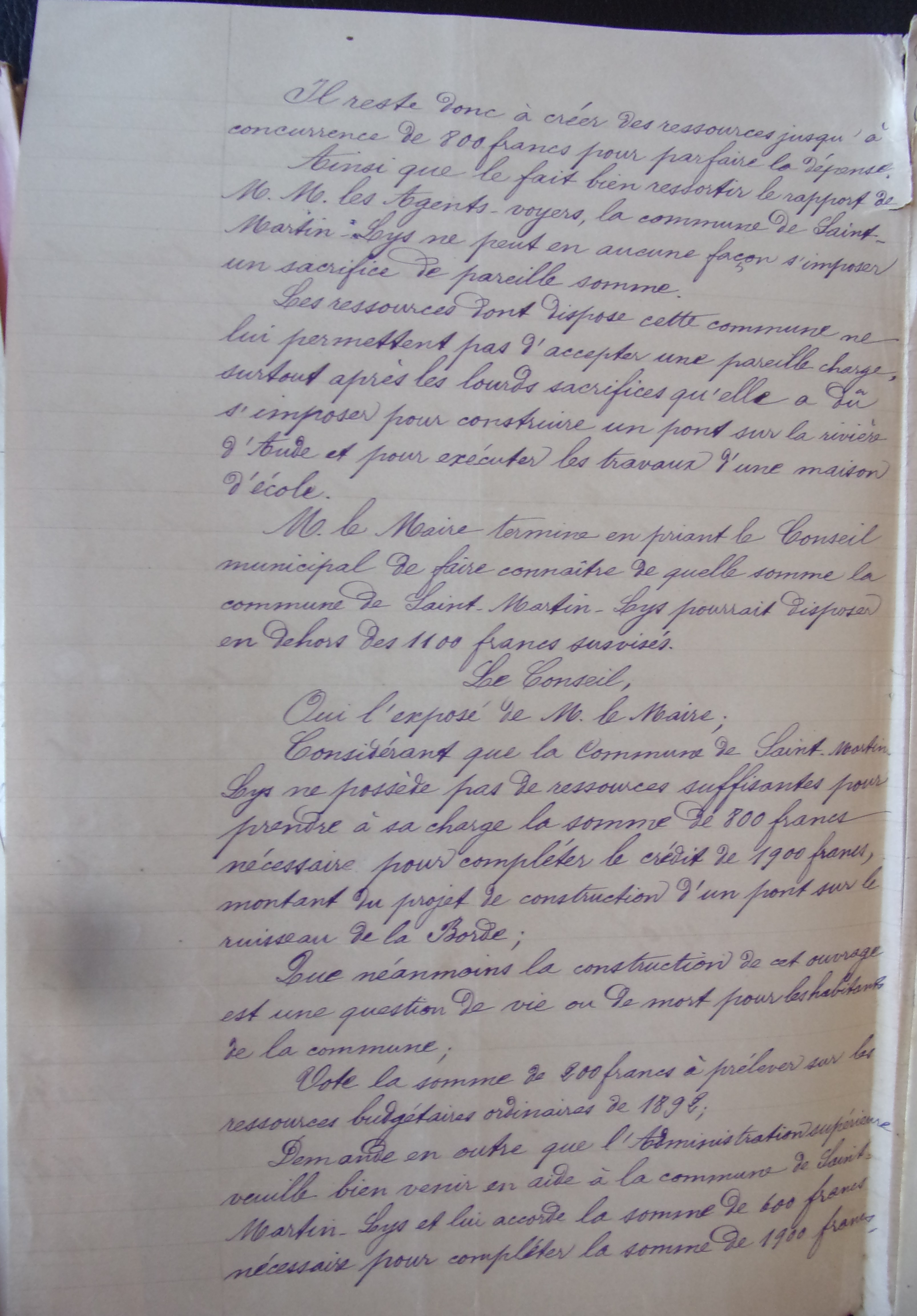 18920414 délibération conseil  Chemin Vicinal 2 Pont sur ruisseau de La borde p2 100_9493