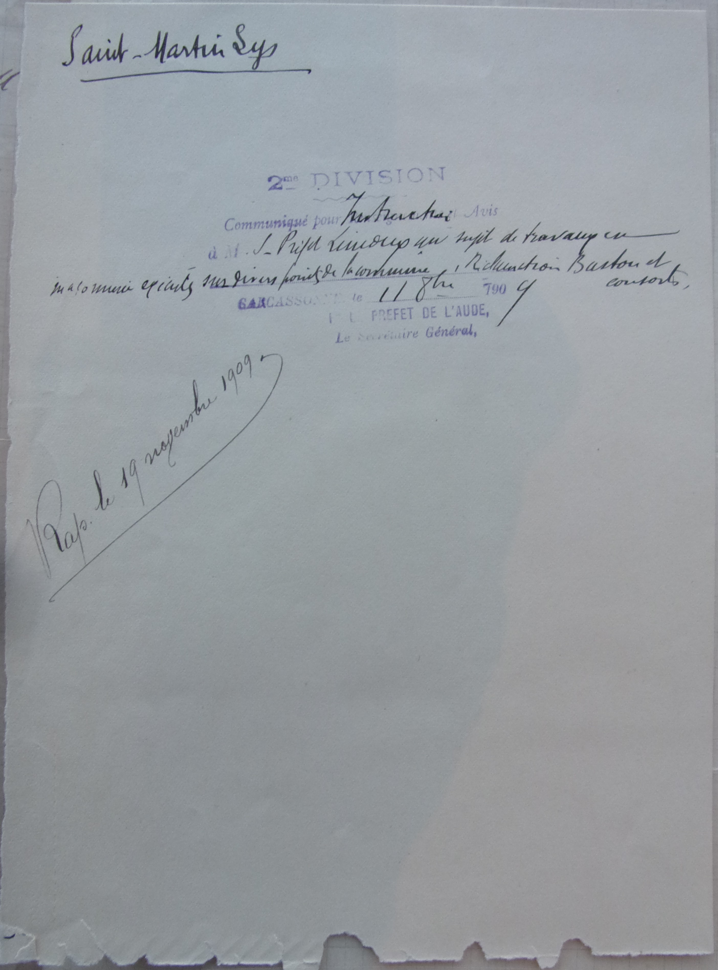 08 février 1909 - Courrier de Monsieur Bastou exprimant ses soupçon de malversation du maire au profit de son beau-père p3