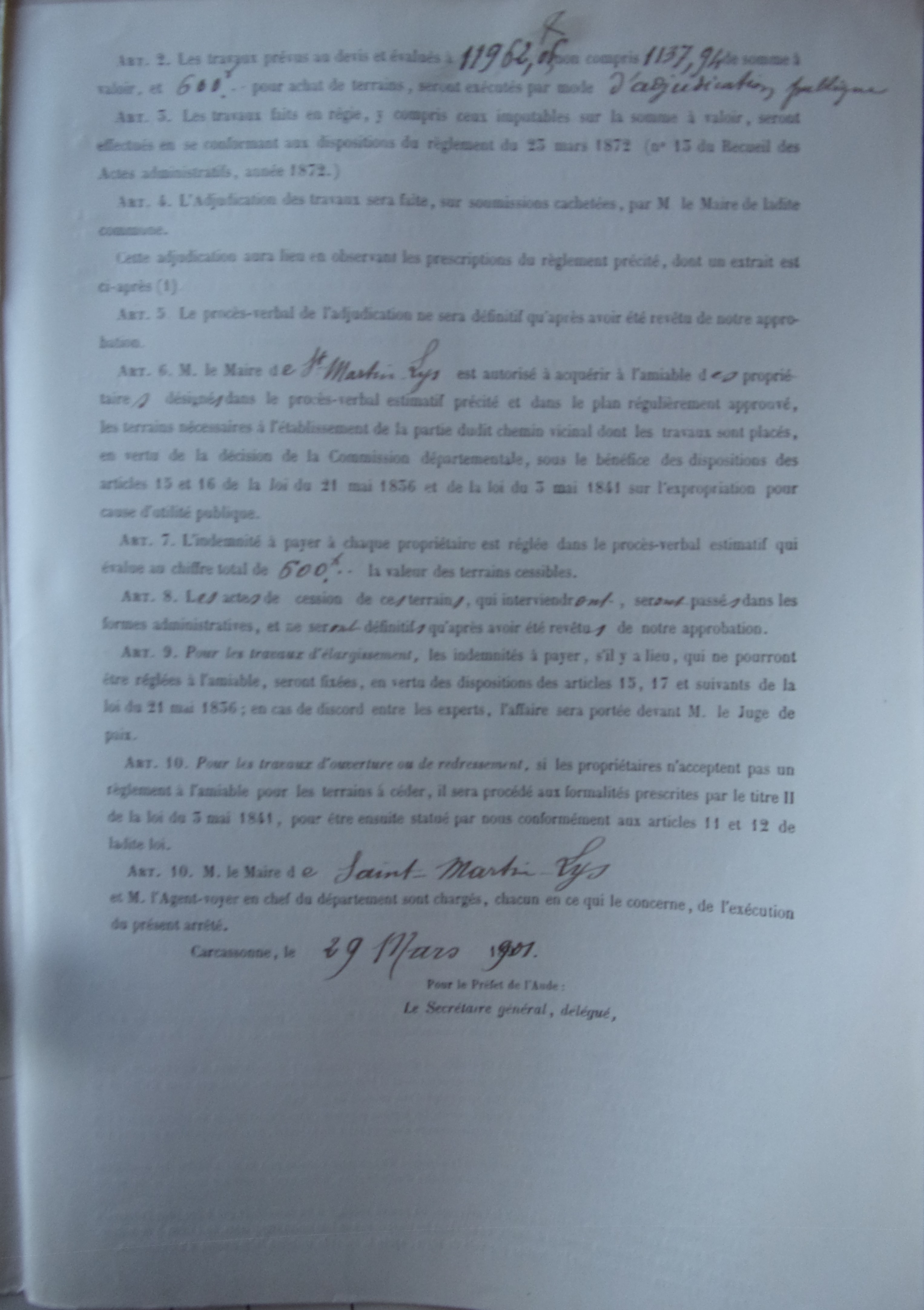 19010329 Avis préfet  Chemin vicinal 5 Quirbajou Axat p3 100_9431