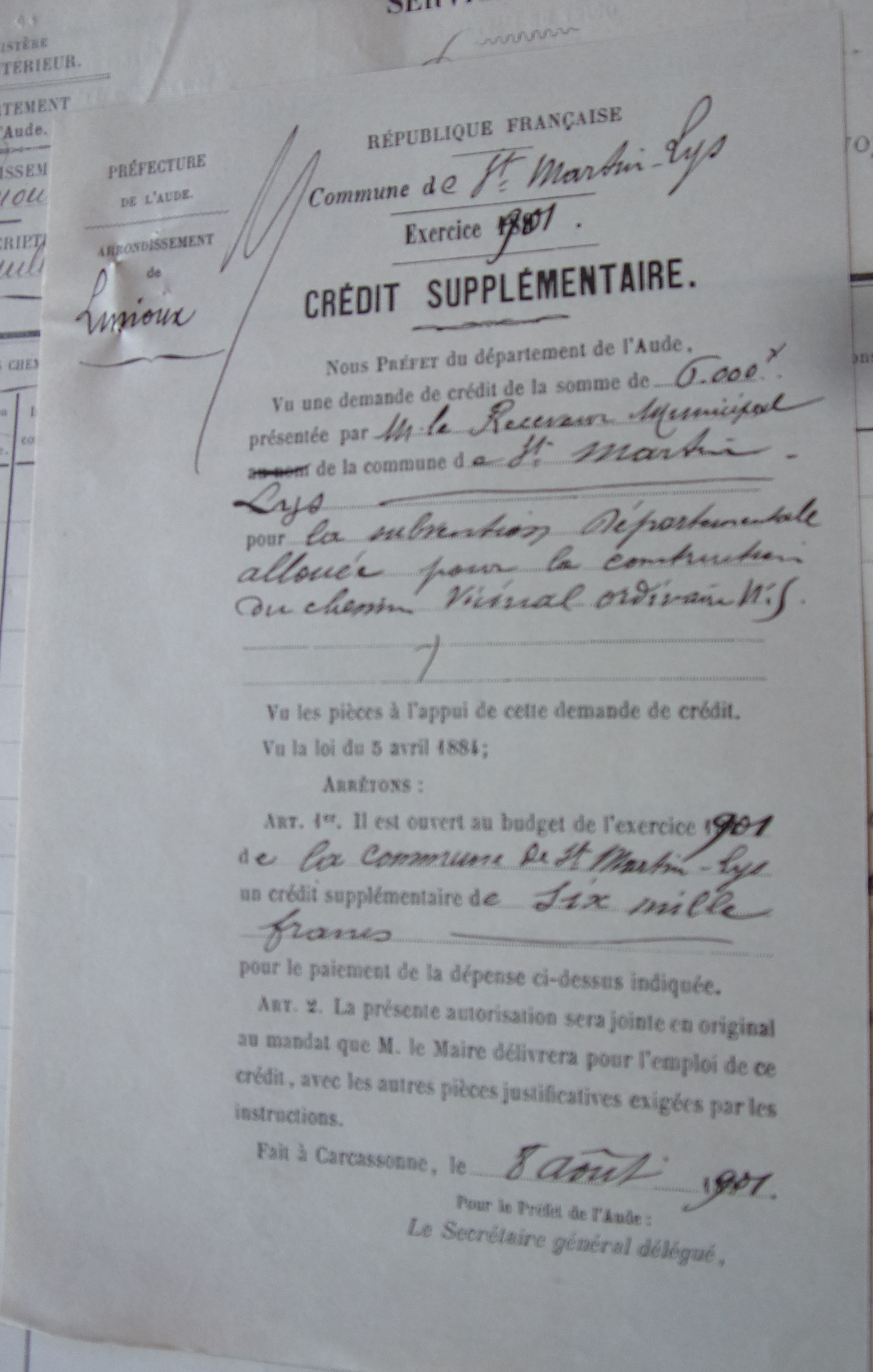 19010808 Crédit suppémentaire Chemin vicinal 5 Quirbajou Axat p1 100_9423