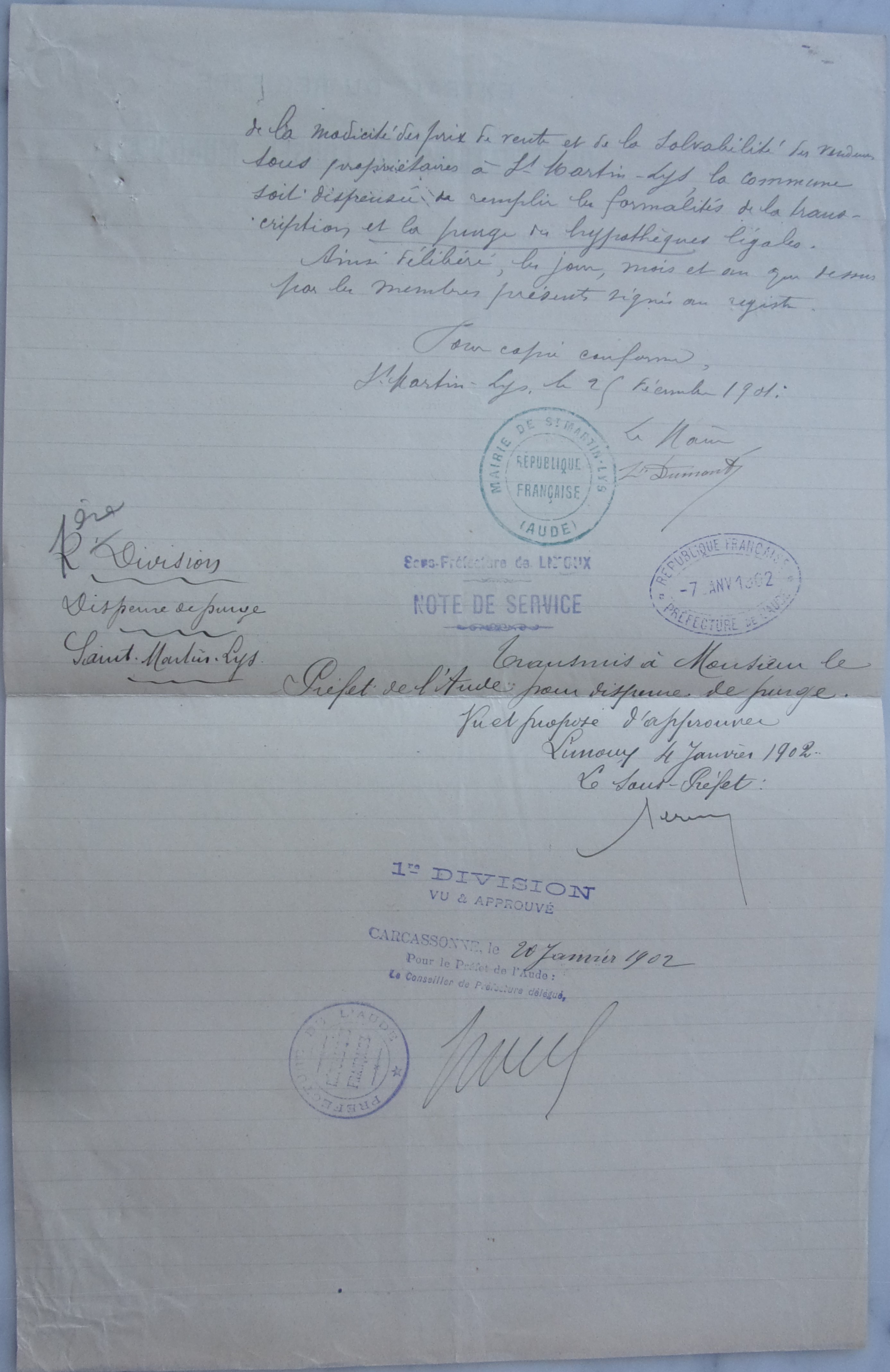 19011215 délibération conseil Acquisition de terrains Chemin vicinal 5 Quirbajou Axat p2 100_9401