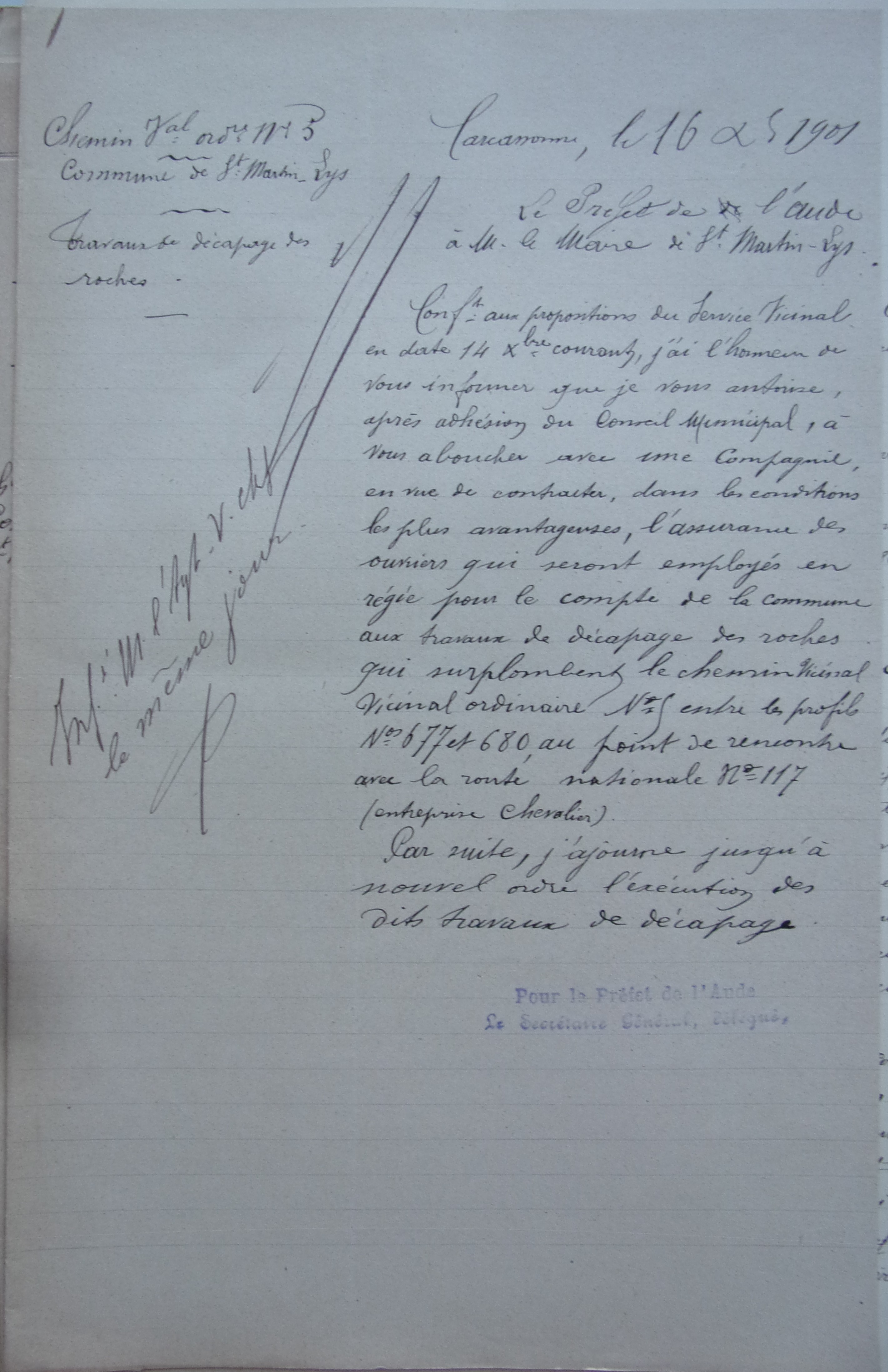 19011216  Préfet à maire Chemin vicinal 5 Quirbajou Axat p1 100_9408