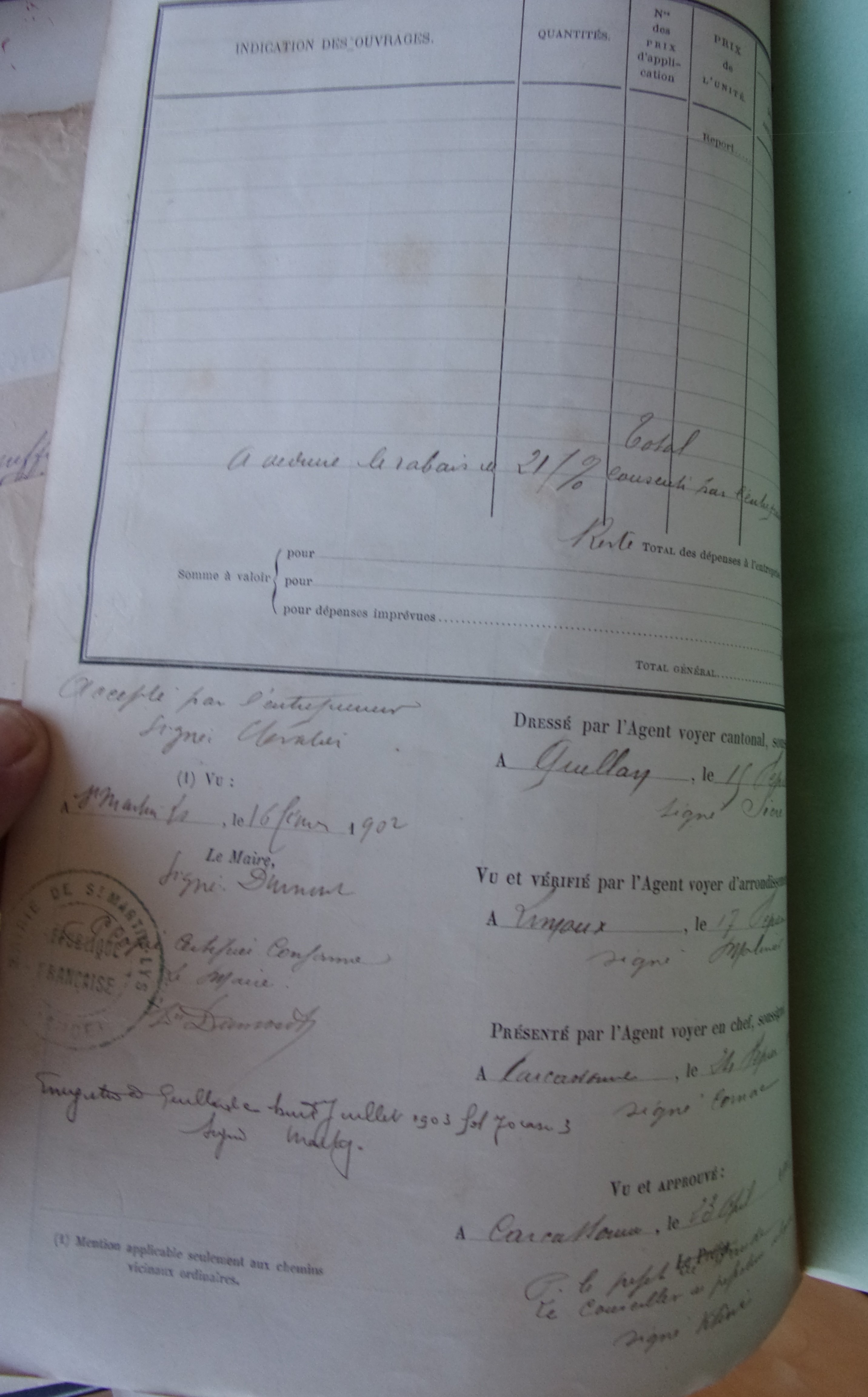 19020216 Devis Bordereau prix Détail estimatif Construction chemin vicinal 5 quirbajou Axatraccordement à la Route nationale 117 au pont rébenty pD 100_8929
