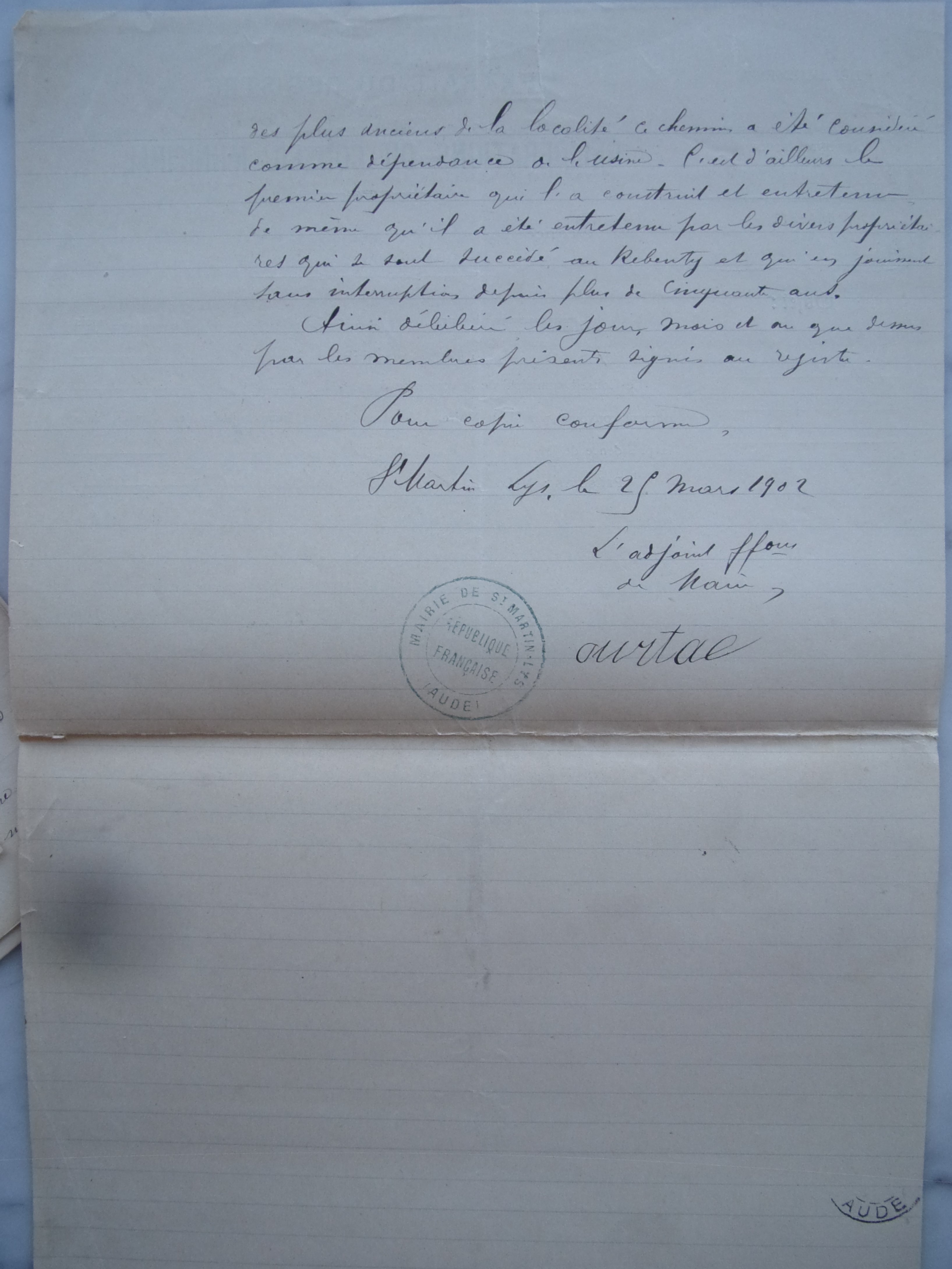 19020323 délibération conseil  Chemin vicinal 5 Quirbajou Axat p2 100_9380