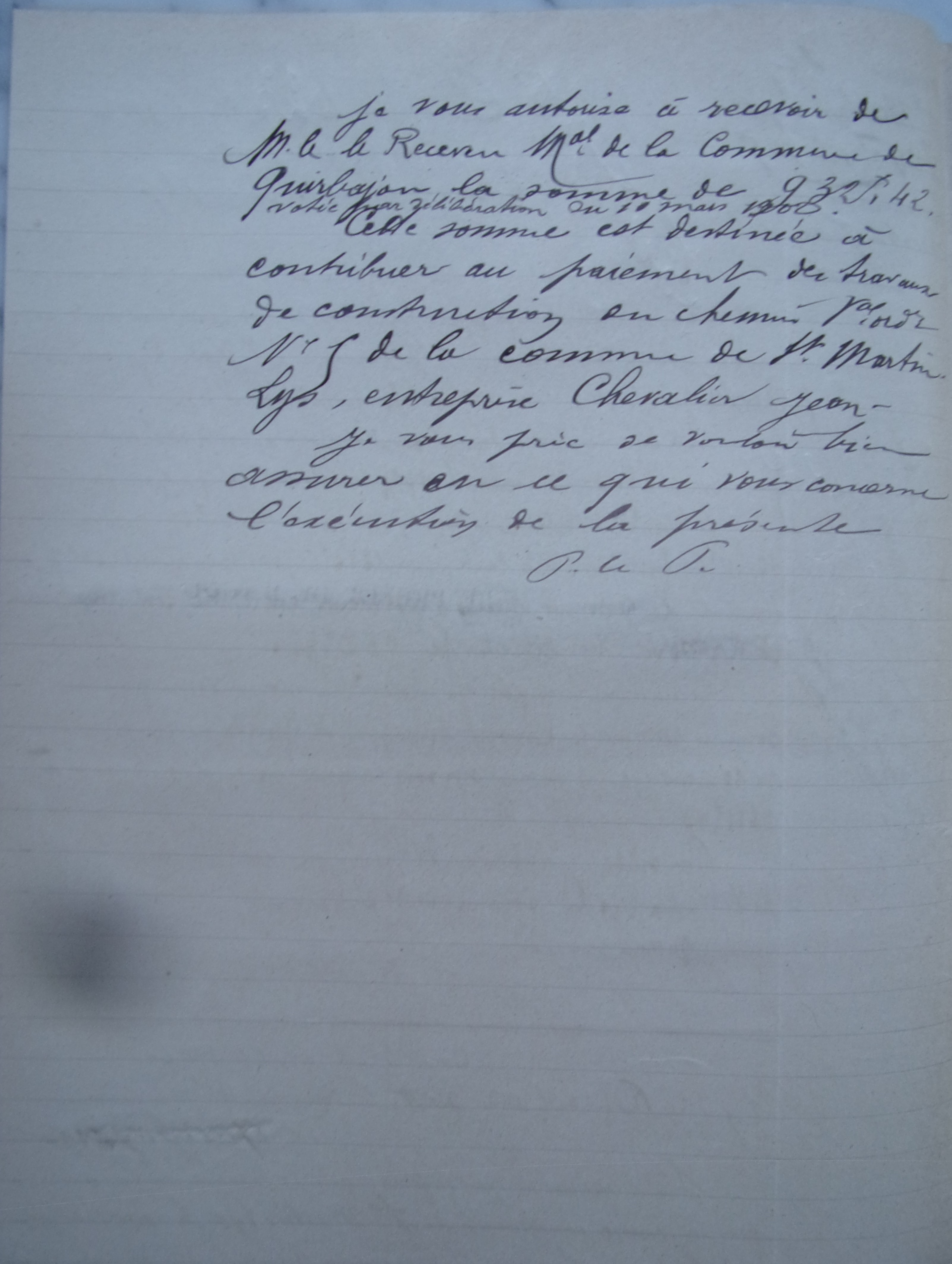 19020423 Préfet à Agent voyer en chef Chemin vicinal 5 quirbajou Axat p2 100_9373