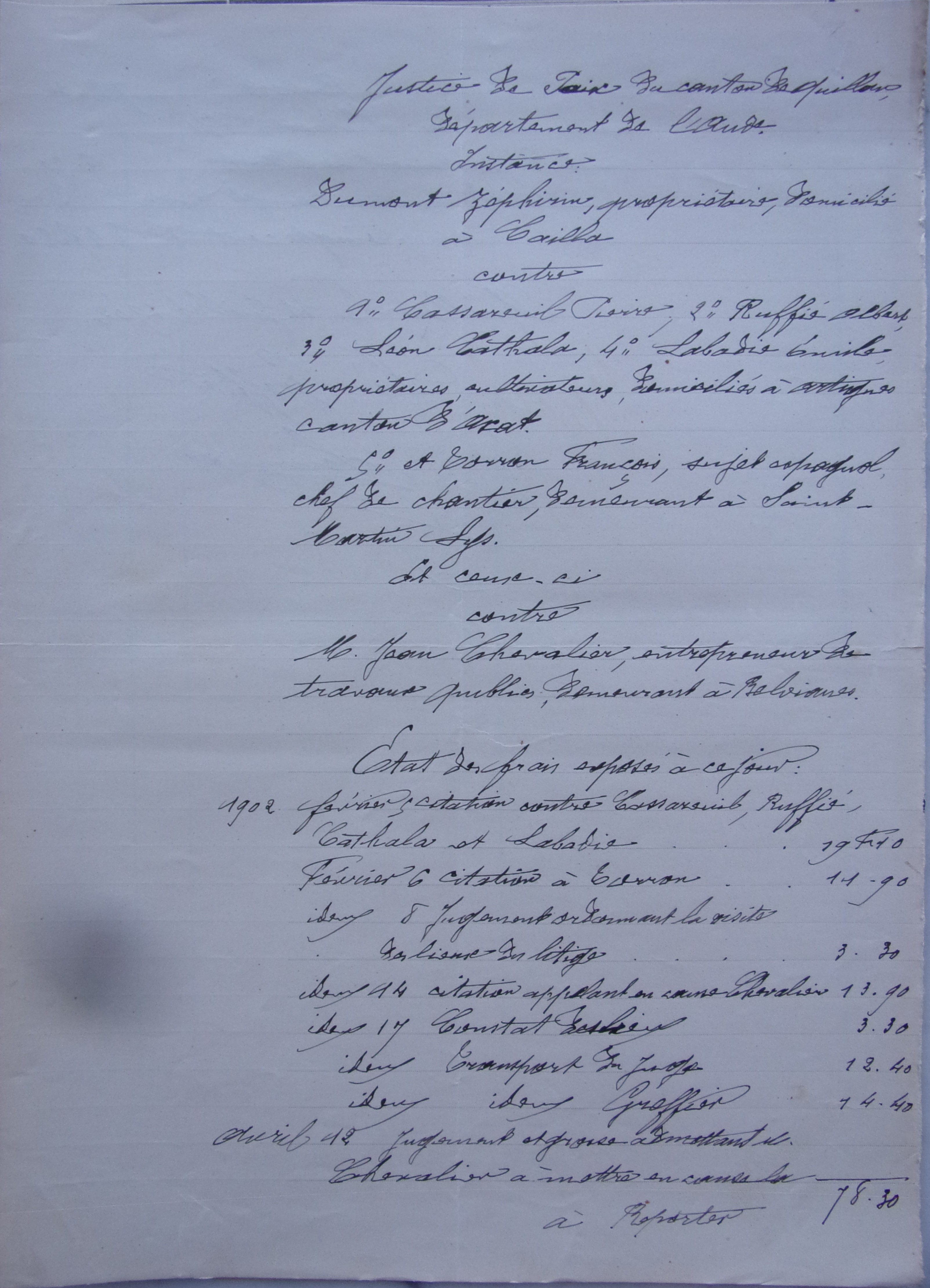19020711 Greffier Travaux chemin vicinal 5 quirbajou axat indemnisation Dumont p1 100_9369