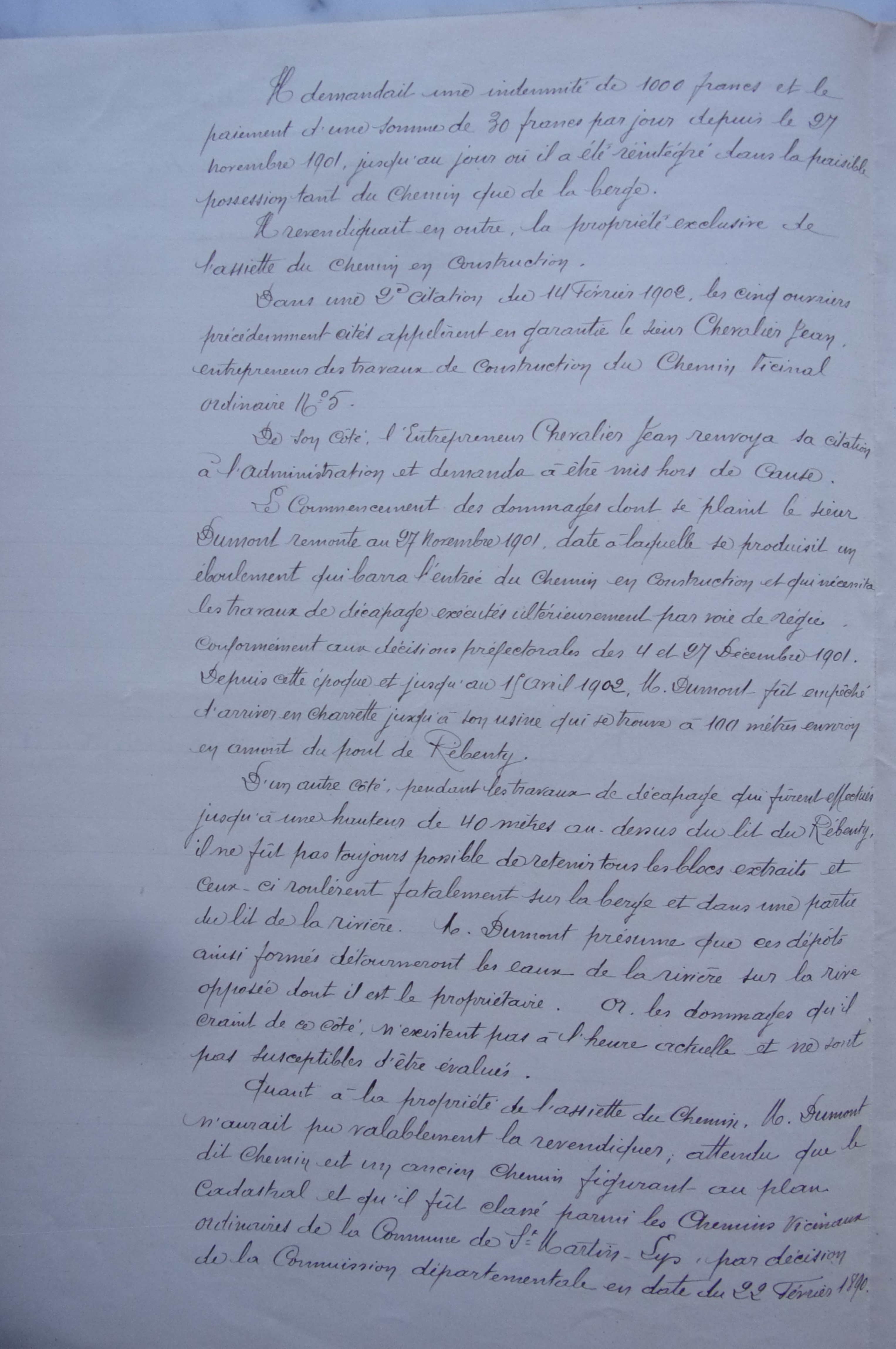 19020725 Rapport agent voyer cantonal Construction chemin vicinal 5 quirbajou axat P2 100_9354
