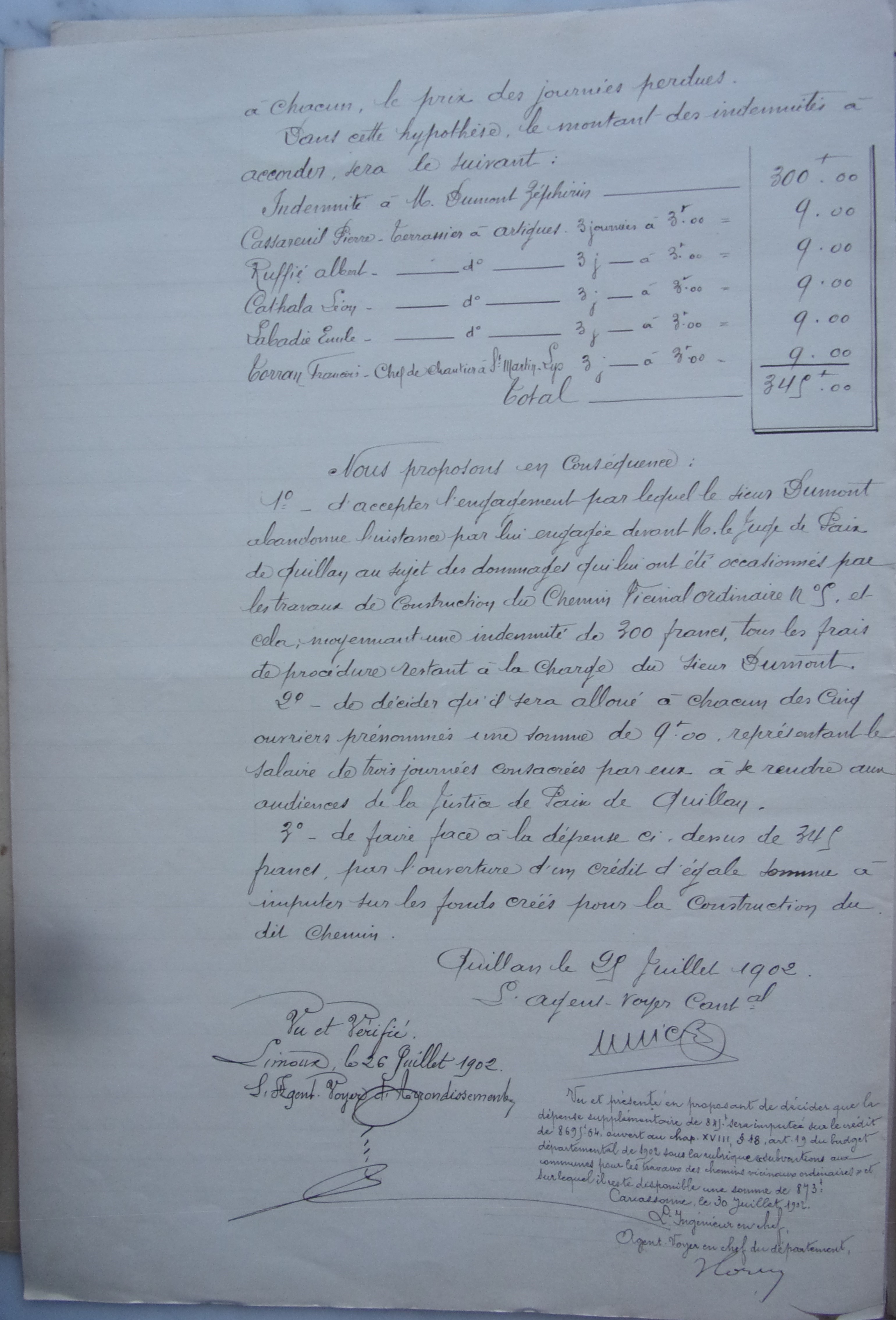 19020725 Rapport agent voyer cantonal Construction chemin vicinal 5 quirbajou axat P4 100_9356
