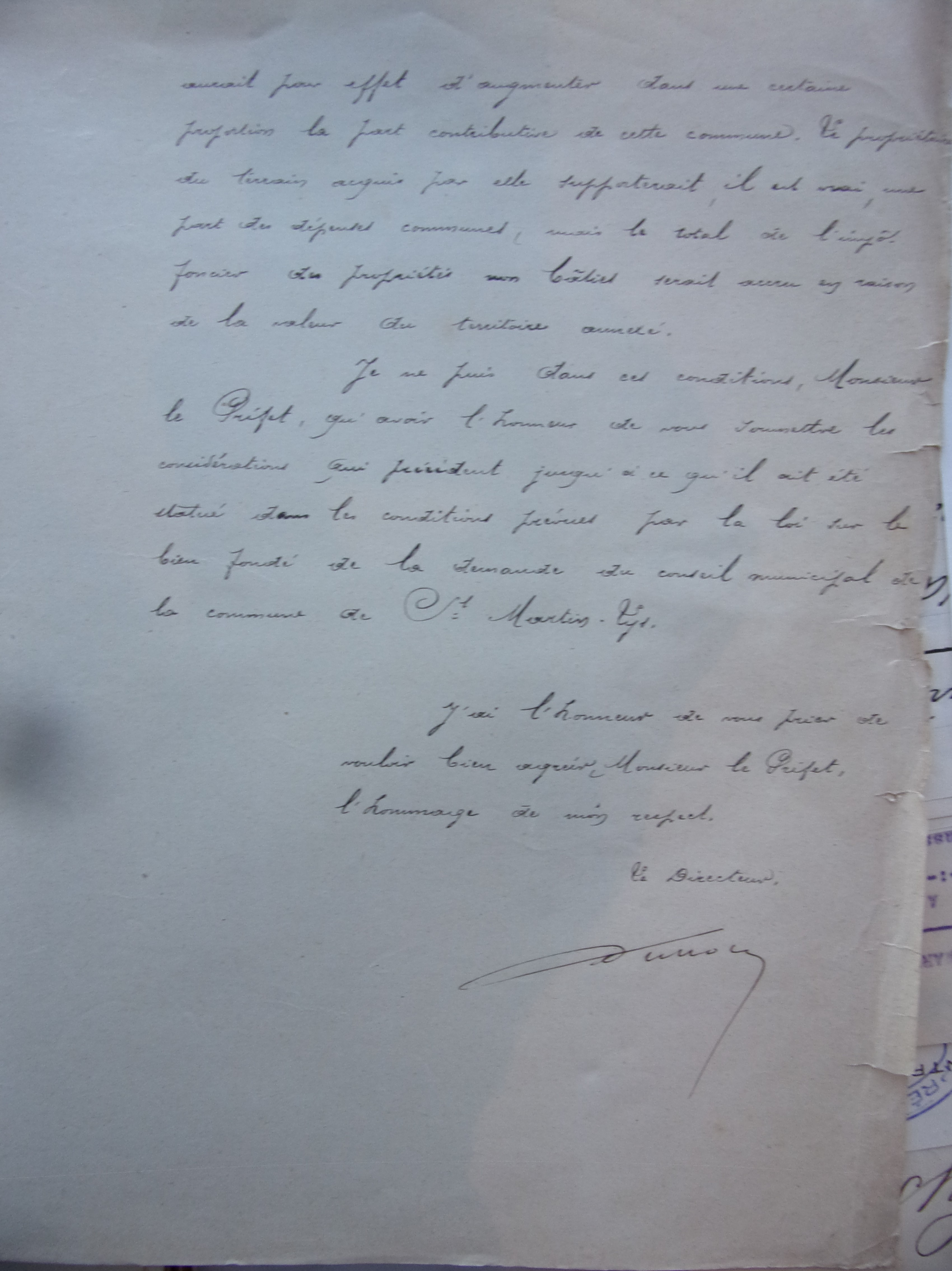 24 octobre 1891 - Avis du sous-préfet transmis au préfet au sujet de la forêt iniquement soustraite au territoire de Saint Martin p3