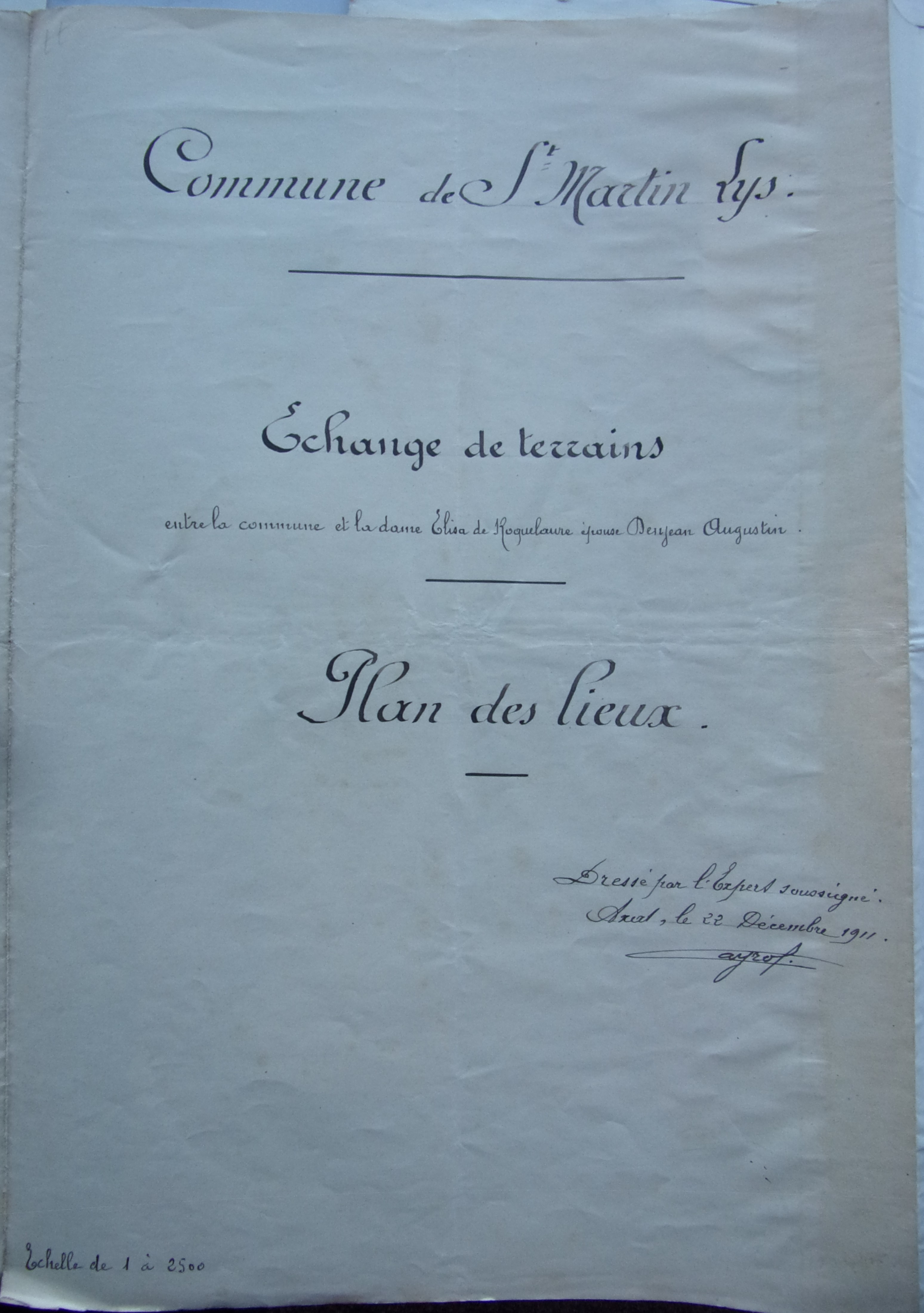 22 décembre 1911 - Plan des lieux Echange de terrain avec Elisa Denjean p1