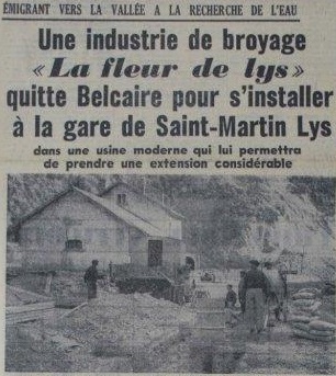 St Martin Lys, Midi-Libre 12 décembre 1960 article sur les travaux de l'usine