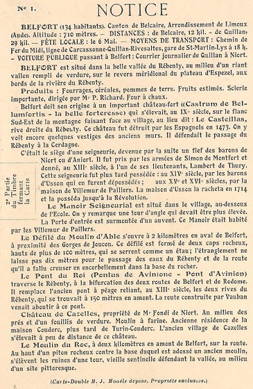 Rébenty - Belfort Notice des cartes doubles