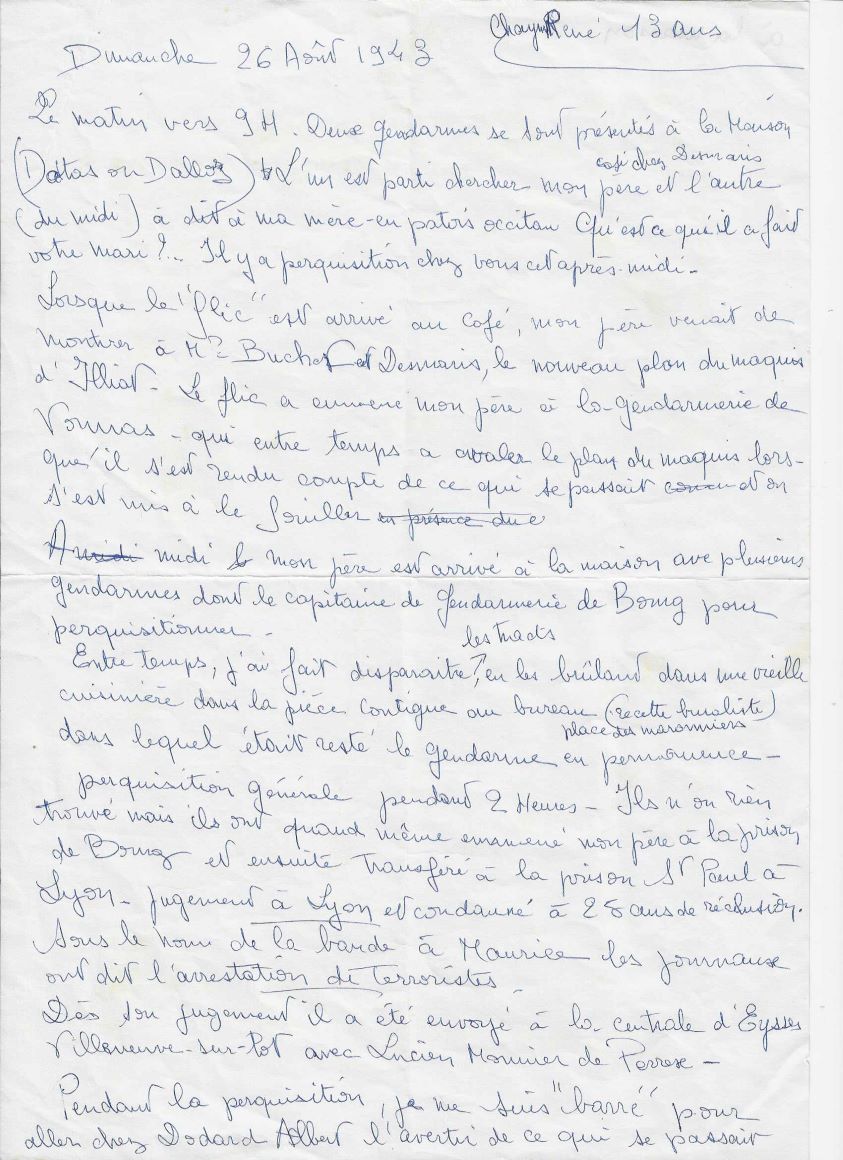 Aimable chaynes - Témoignage de René Chayne