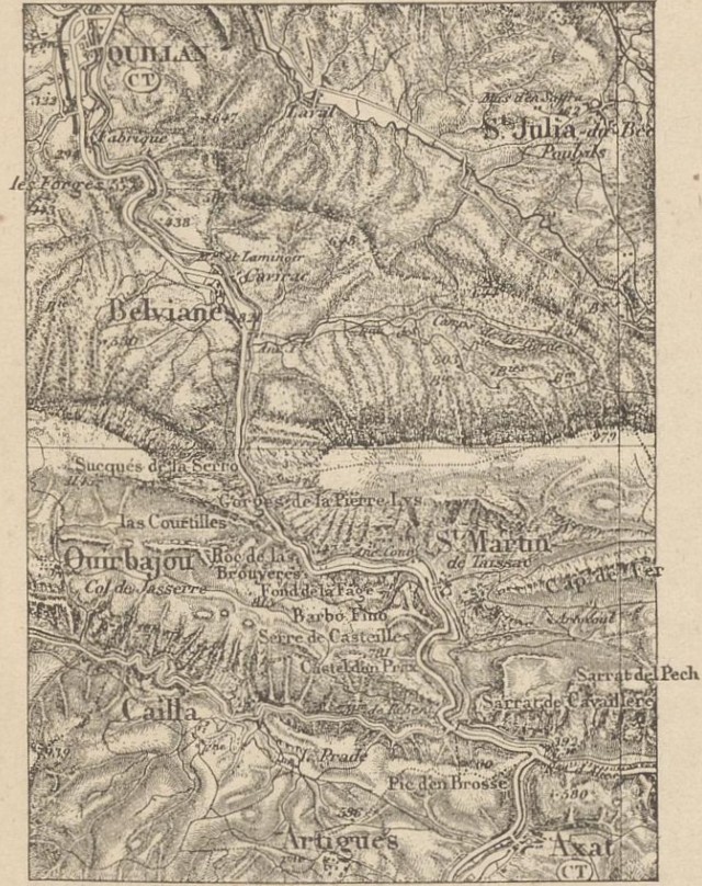 PLan de quillan à Axat avec Saint Martin de Taissac