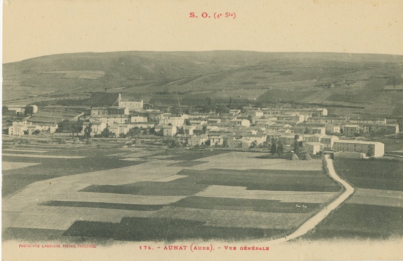 Aunat, Carte postale ancienne, Vue générale du sud avenue de Fontanès - 2