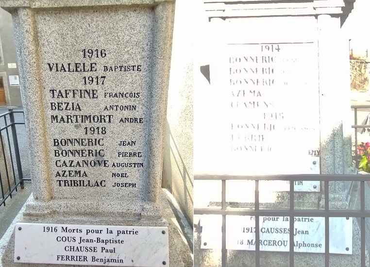 Bessède-de-Sault, plaques du monuments aux morts