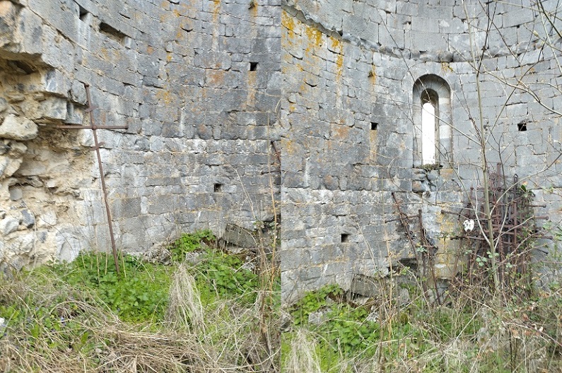 Rodome, ancienne église du cimetière - détails - stock de croix de tombes