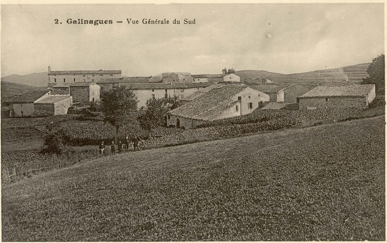 Galinagues, Carte postale ancienne, Vue générale du sud