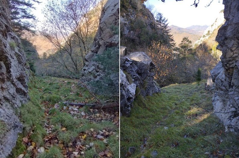 Gorge creusée à la barre à mine pour faire passer la voie
