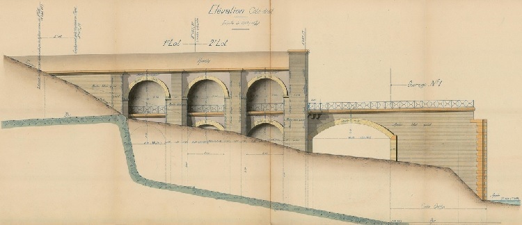 St Martin Lys, plan de la culée coté Quillan du pont du bourrec